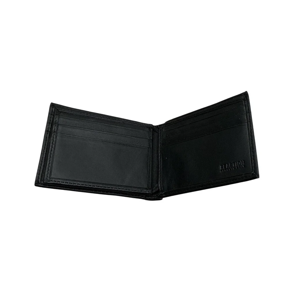 Kenneth Cole Reaction Mens Black Leather Bifold Wallet ID Window Card Case